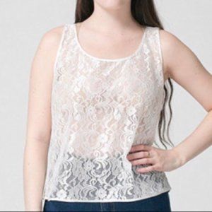 American Apparel sheer white lace tank top